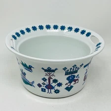 Vintage Figgjo Menu Bowl Serving Dish White Blue Ceramic Norway Norwegian