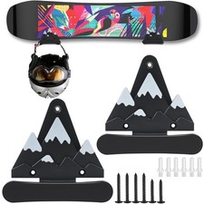 Snowboard Wall Mount with Hooks, Snowboard Skateboard Hanging Wall Rack,Unive...