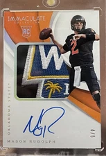 2018 Mason Rudolph Immaculate Rookie Large Bowl Patch Auto card /5 RC SP RPA