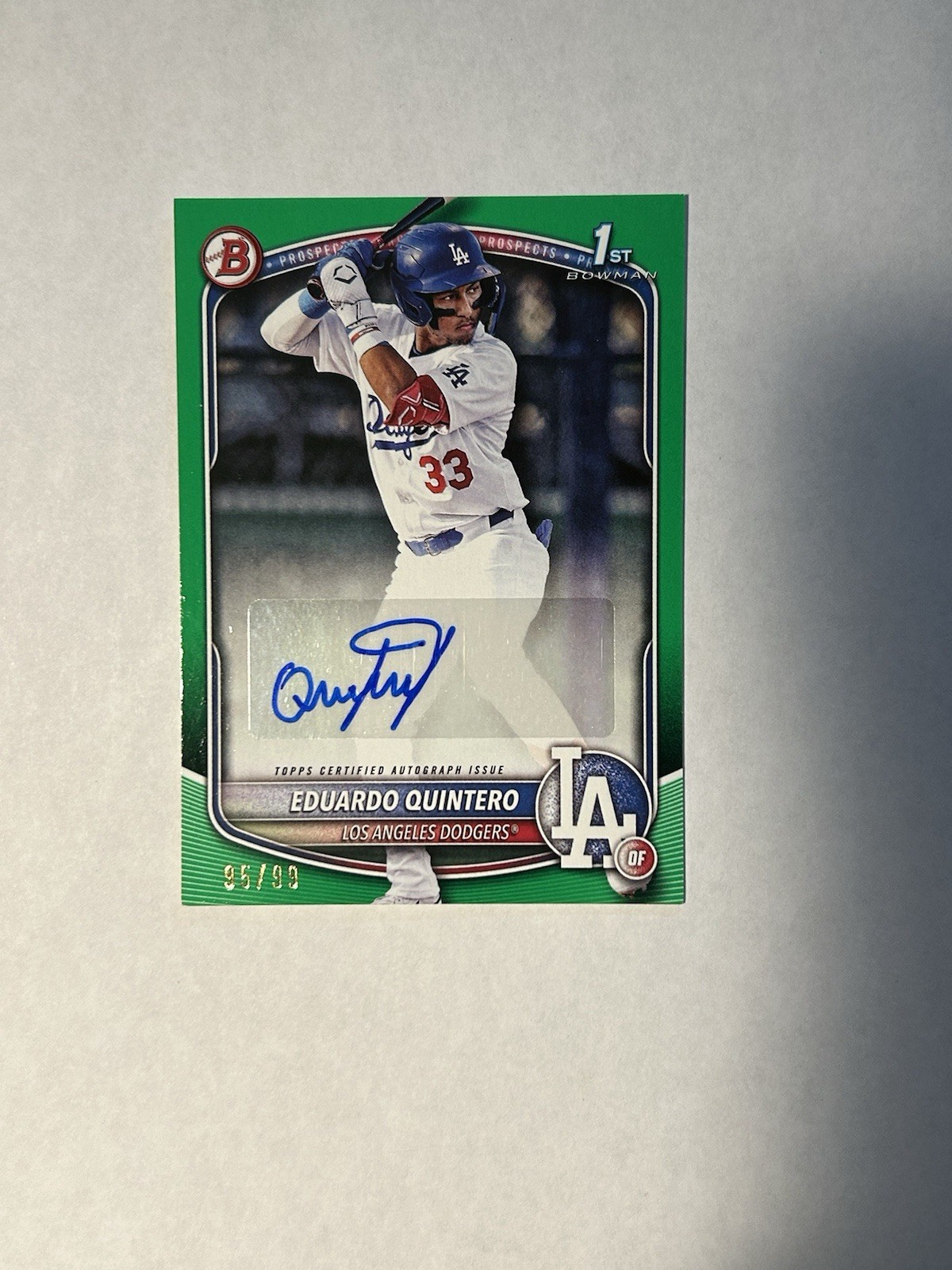 2025 1ST BOWMAN EDUARDO QUINTERO GREEN PAPER 1ST AUTO /99