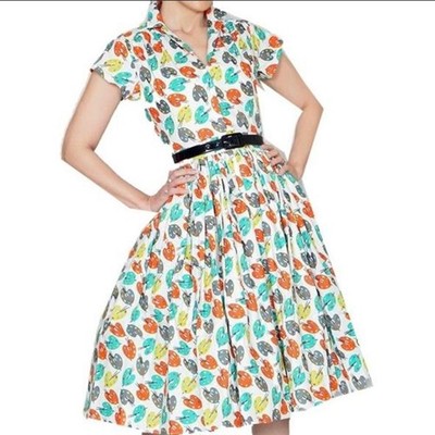 Bernie Dexter Paint Palette Dress S Small White Artsy Teacher Pinup Museum