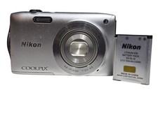 Nikon COOLPIX S3300 16 MP Digital Camera - Silver 6x Zoom- Tested