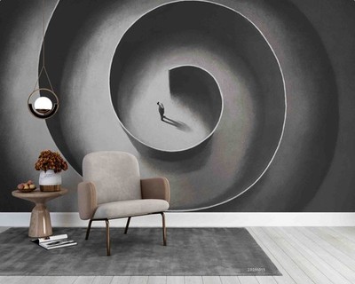 3D Space Maze Man Self-adhesive Removeable Wallpaper Wall Mural