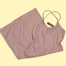 J.Crew Cotton Pink White Striped Maxi Dress + Halter Spaghetti Straps Womens S