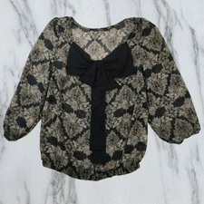 Bloom Chemisier Noire à Fleurs et Nœud Papillon Femme Taille Grande 