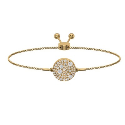 14k Yellow Gold 0.75Ct Lab Grown Diamond Bolo Bracelet 7'' Gift For Women