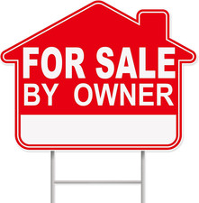 For Sale By Owner Yard Sign, 1-Pack 17"x13" Double-Sided Signs, Corrugated Plast