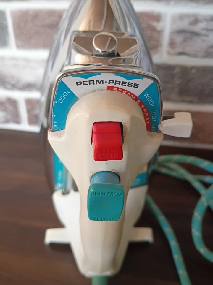 De colección General Electric GE Power Spray Vapor y Plancha Seca Cromo Azul Foto 2 de 4