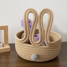 Hand woven Easter Bunny Basket Cartoon Toys Storage Basket  Office Desk