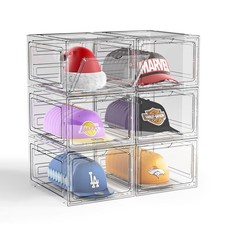 Hat Organizer Box for Baseball Caps, 6 Pack Plastic Hat Storage Display Case ...