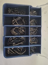 Box Of 70 Eyed Barbed Hooks 10 Sizes