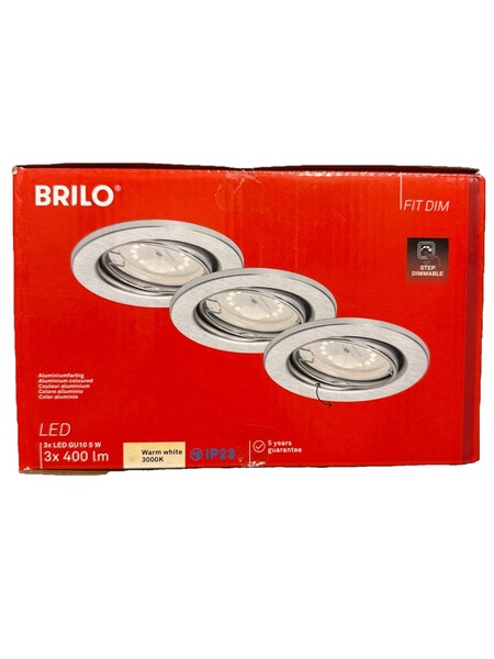 3X Briloner Led Einbaustrahler Alu GU10 5W 3X 400Lm 3000K Warm St-Dimmbar Ø86Mm-image