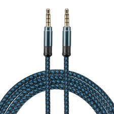 2Pcs Aux Cable 3.5mm Male to Male Nylon Braided 10Ft Auxiliary Cord Blue