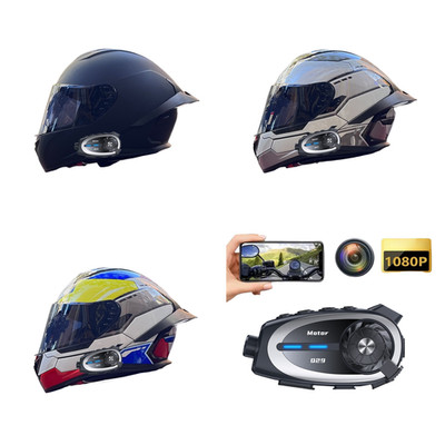 Full Face Bluetooth Motorcycle Intercom Helmet Camera Recorder Motorbike Helmets