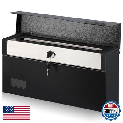 Xydled Mailbox Key Lock Locking Wall Mount Mail Boxes For Outside Steel Hanging