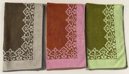 Vtg Bath Towels 3 Kilkenny Design B Altman & Co MCM Made In Ireland Groovy