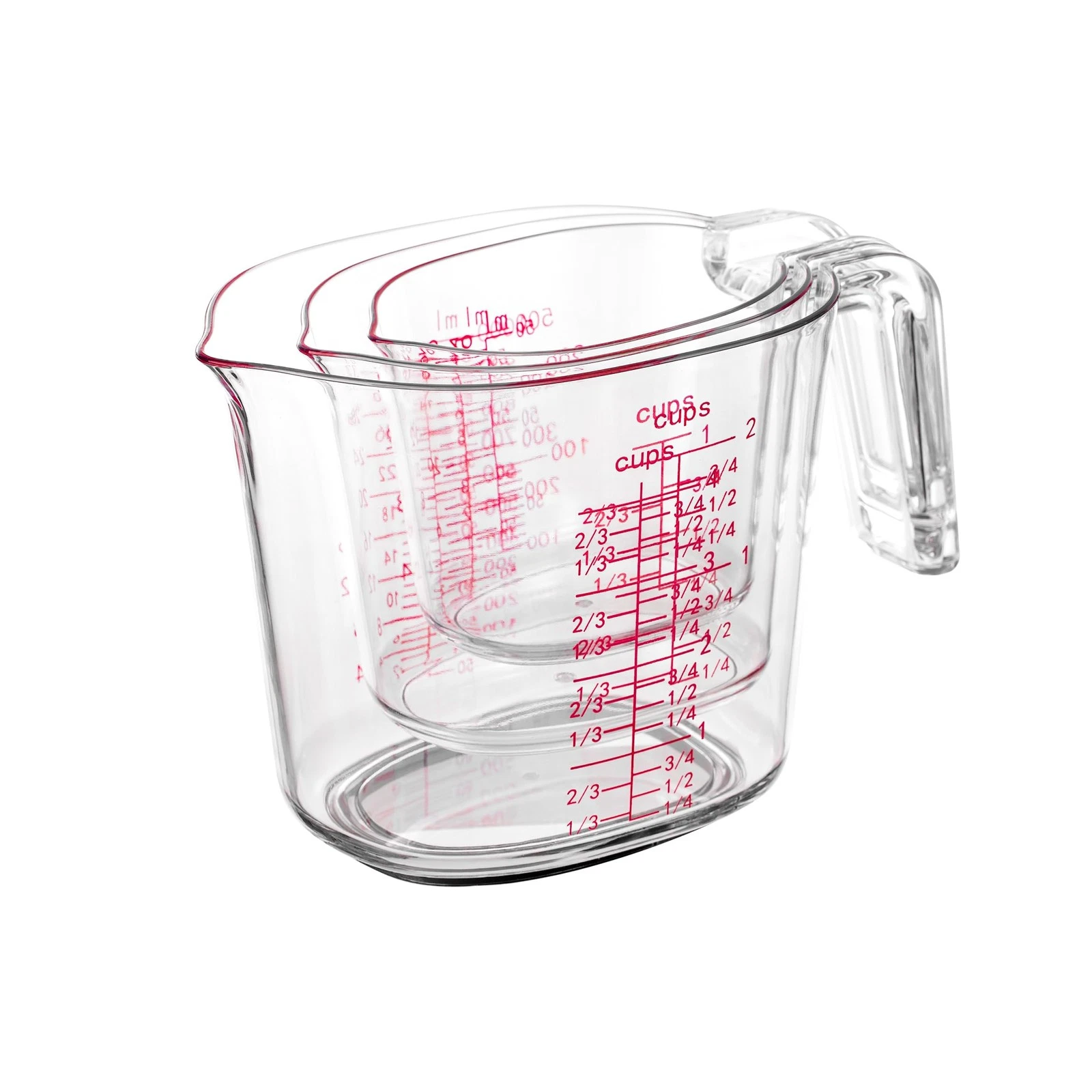 3-Piece Nesting Liquid Measuring Cups Set, Clear Plastic Measuring Jugs with ...