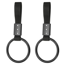 2Pcs Circle Shaped Car Handle Straps, Black