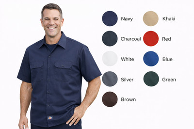 Dickies 1574 Men s Short Sleeve Work Shirt   Heavy-Duty Button Up