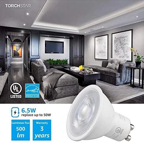TORCHSTAR GU10 LED Light Bulb, 6.5W(50W Eqv.), 500lm, Dimmable 40° Spot Light - Image 3 of 4