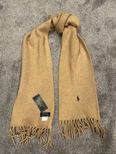 Polo Ralph Lauren Vintage Superfine Merino Wool Sample Scarf Light Brown OSFA