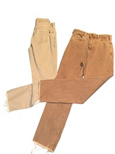 Anthropologie 2 Pilcro The Vintage Straight High Rise Jean Raw Hem Sz 27 Earth