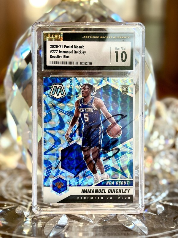 Panini 2020-21 Mosaic Immanuel Quickley RC Reactive Blue CSG 10 On-Slab Auto
