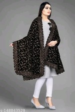 Heavy Embroidery Black Velvet Dupatta For Bride And Women 2.3 Mtr