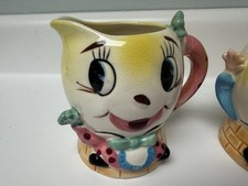 Vintage 1950's Anthropomorphic Humpty Sugar Bowl, Creamer, Salt & Pepper Set