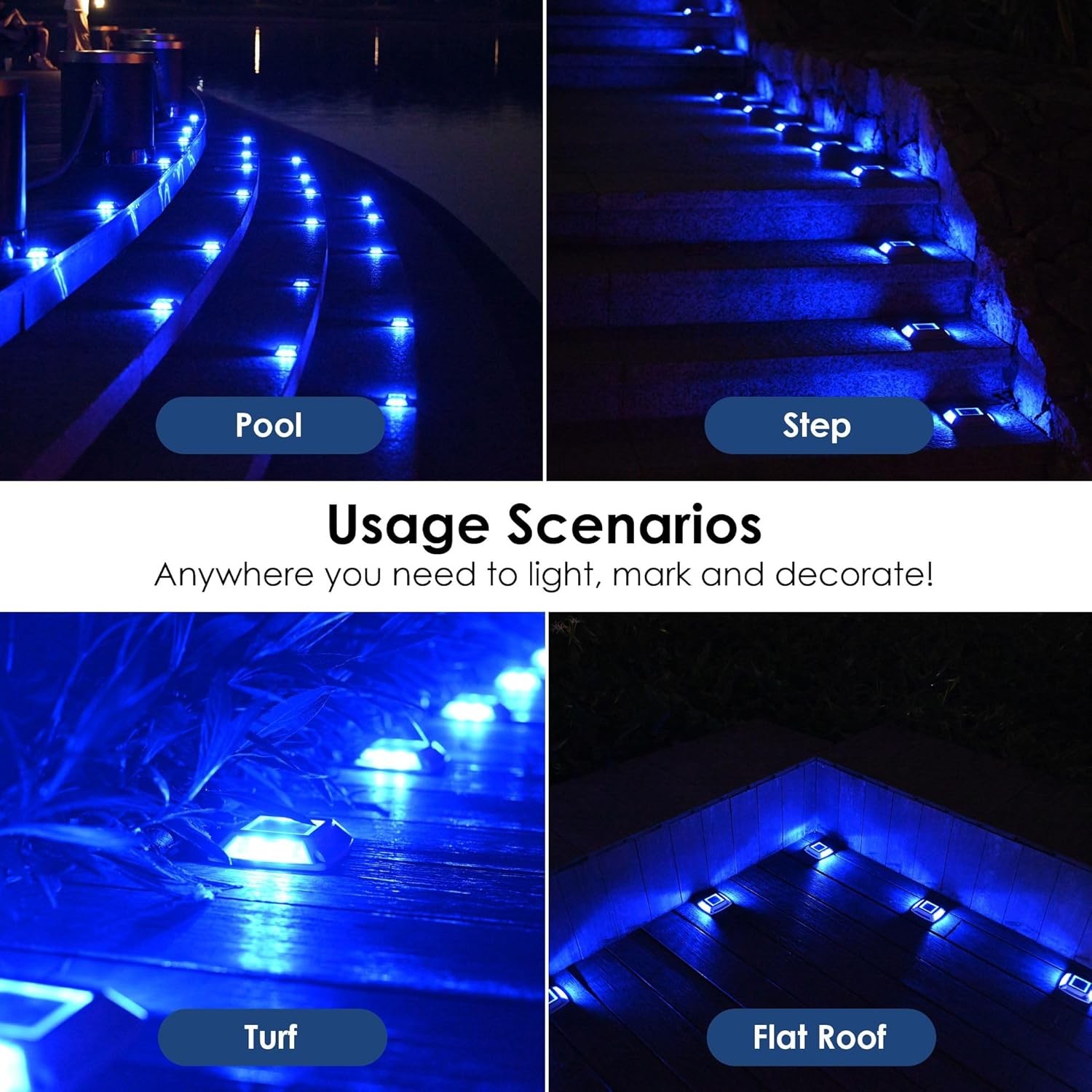 Solar Driveway Lights Outdoor Yard Sidewalk LED Solar Dock Deck Step Stairs Lamp