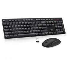 Wireless Keyboard and Mouse Combo, Silent Full Size Cordless USB Keyboard Mou...