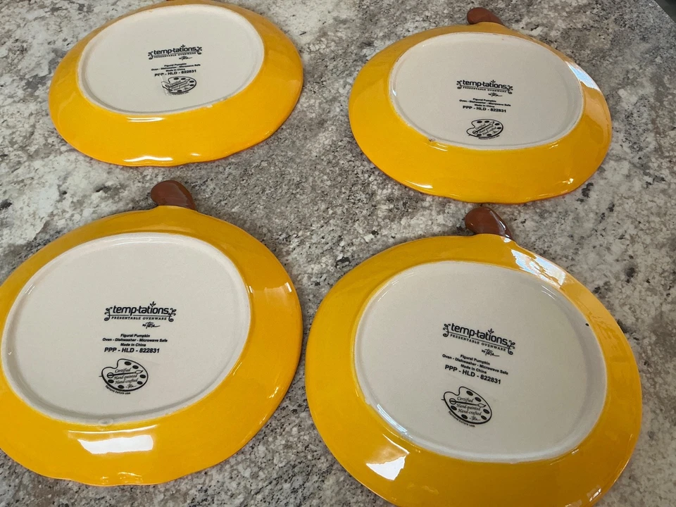 Platos de calabaza Temp-tations pintados a mano otoño otoño-aperitivo/postre s/4 Foto 3 de 4