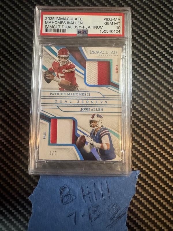 2025 Immaculate Mahomes / Allen Dual Jersey Relic 1/5 - Pop 1 PSA 10