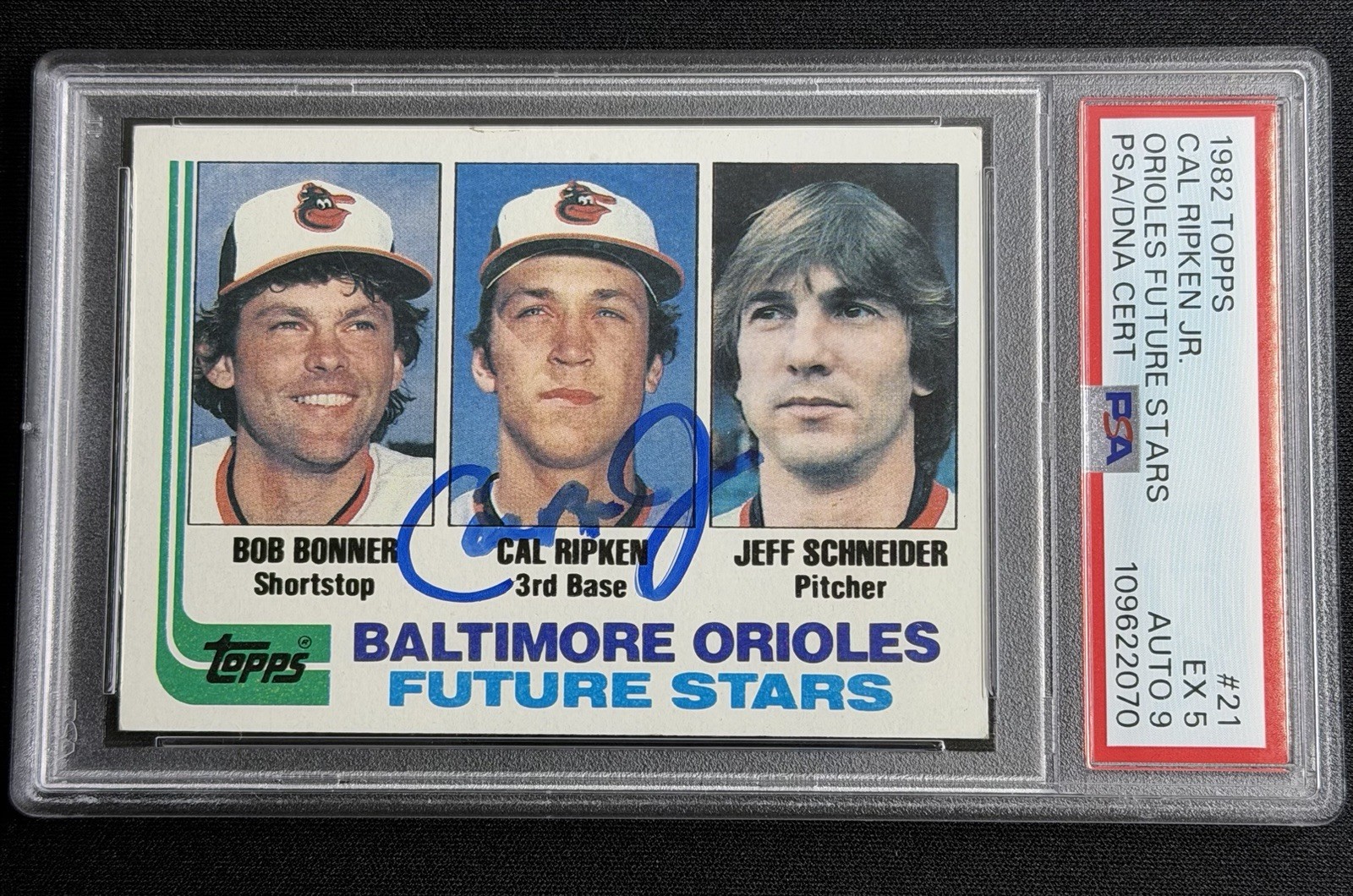 1982 Topps #21 Cal Ripken Jr Orioles RC PSA 5 PSA/DNA 9 AUTO view 3