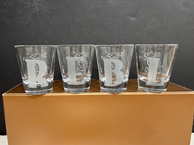 Set of 4 Fireball Whiskey Shot Glasses Dragon Logo R E B L Letter Barware