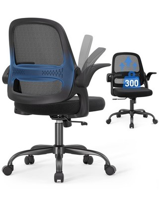 Silla De Oficina Ergonómica Con Brazos Plegables Soporta 300lb Negro