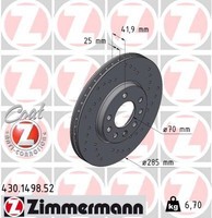 2X Zimmermann Bremsscheibe 430.1498.52 FüR Saab Fiat Opel