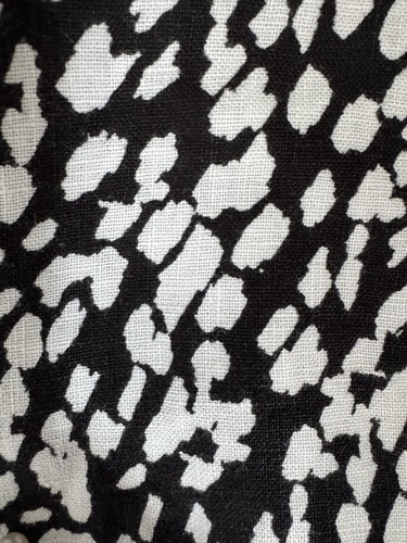 M&S BLACK/WHITE PATTERNED 100% LINEN ELATIC WAIST/BELTED TROUSERS SIZE 14S VGC - Picture 8 of 11