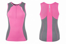 New 2XU Women s Active Tri Singlet XS Pink Grey Triathlon Tank Top WT3120a