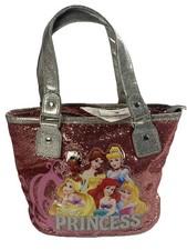 Disney Princess kids Ladies souvenir tote handbag rose pink Glitter sparkle NWT