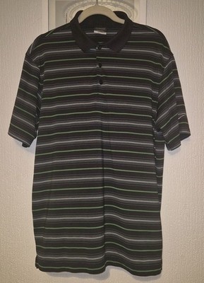 Nike Golf Poloshirt Herren Medium schwarz Dri Fit gestreift Swoosh Sportswear