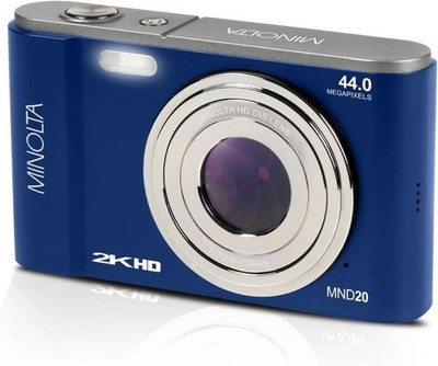 Minolta 16x Digital Zoom with 44 MP/2.7K Quad HD Digital Camera (Blue)