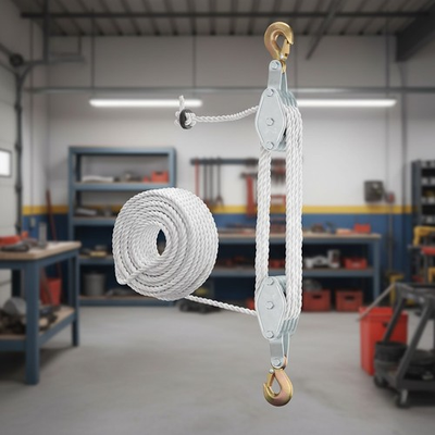 #ad Heavy Duty 4000LB Block and Tackle Pulley System with 65ft Rust Resistant Rope $43.99