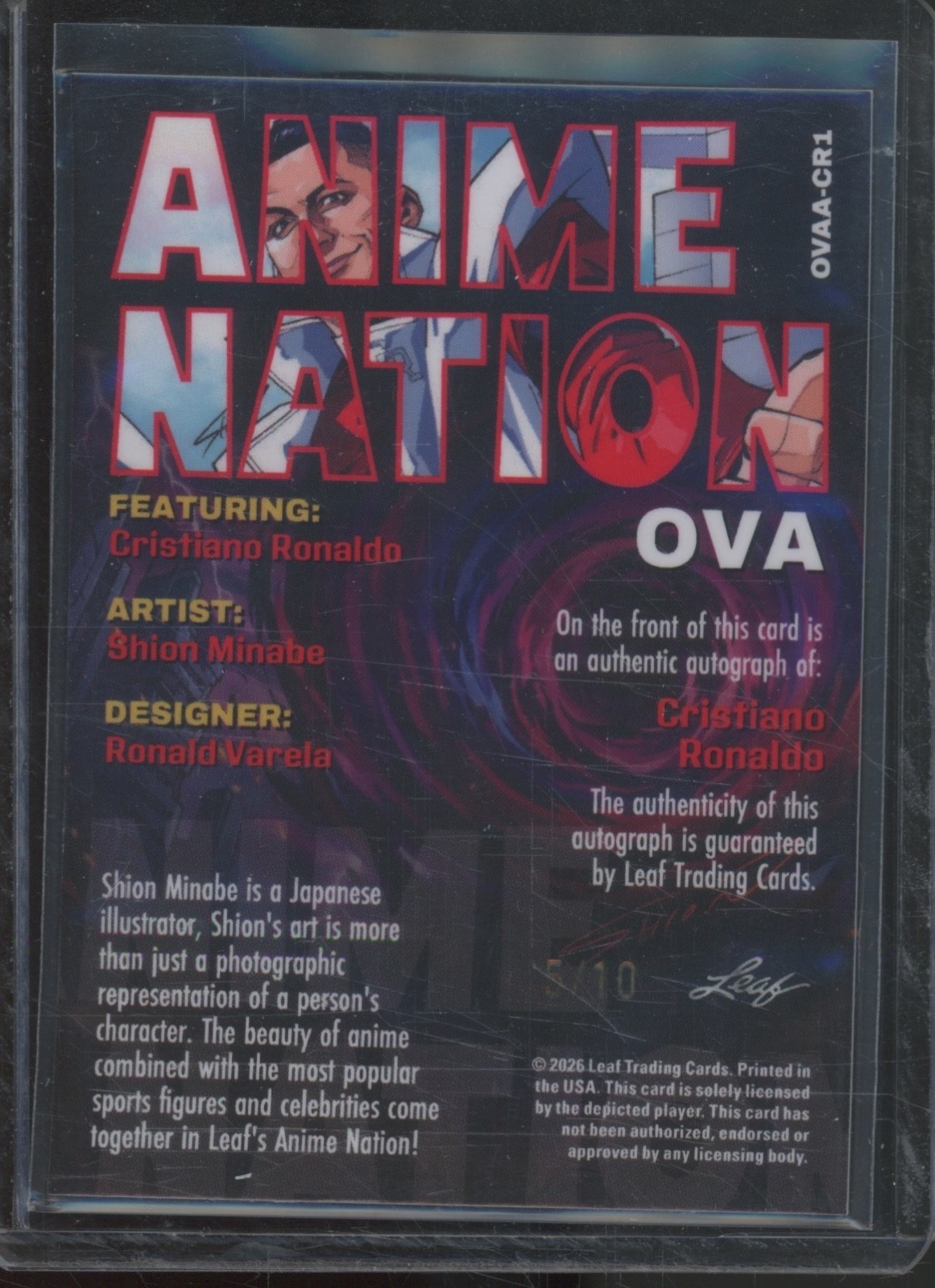 2026 Leaf Anime Nation OVA #OVACR1 Cristiano Ronaldo 5/10 Auto Autograph view 2