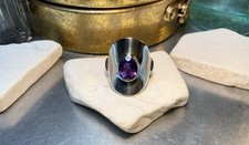 Genuine 925 Sterling Silver Amethyst Gemstone Ring Size 6.5