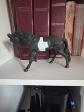 Vintage medium plastic walking black horse, made in China
