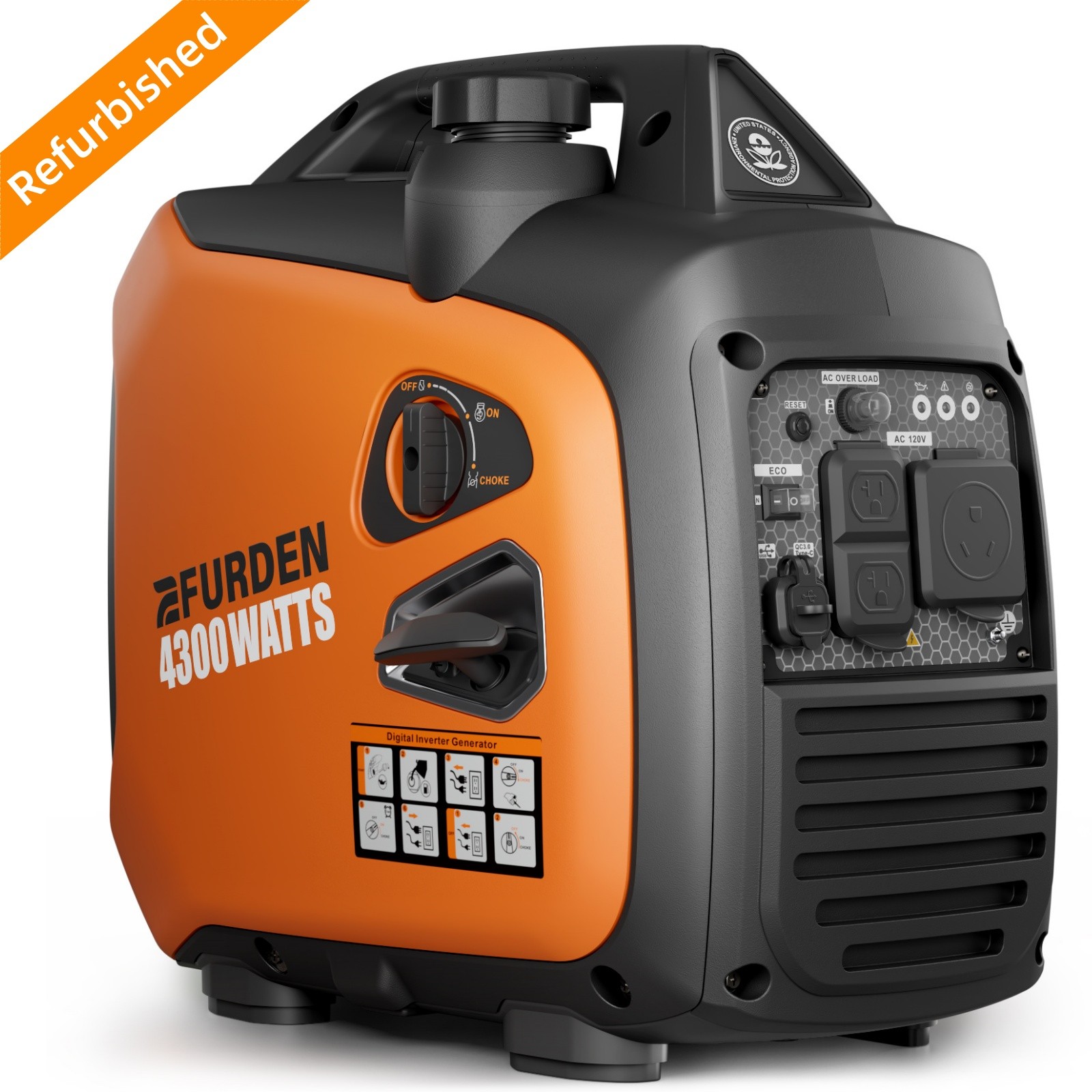 Efurden 4300W Portable Inverter Generator Gas Quiet for Home Backup / RV Ready