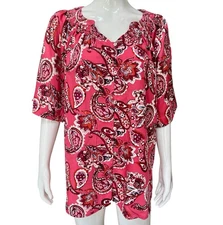 Westbound $79 Blouse 100% Lyocell Y-Neck Top Button Front Shirt 1X, 2X, 3X NEW