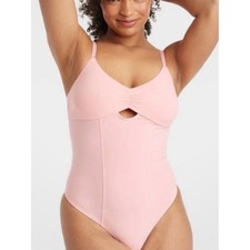 Colsie Light Pink Ruched Bust Thong Bodysuit, Size XS, NWT