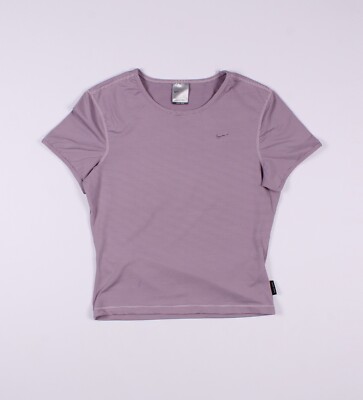Women's Vintage Nike 00's Swoosh Striped Pastel Purple Cropped